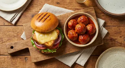 Tofu Burgers and "Meatballs"