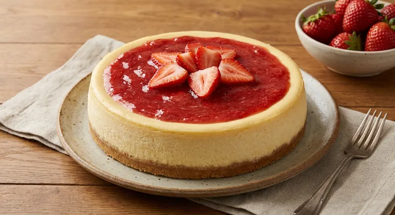 CHEESE CAKE with Strawberry Glaze