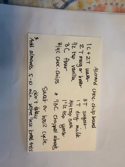 Scan page 1 of Almond Chocolate Chip Bread