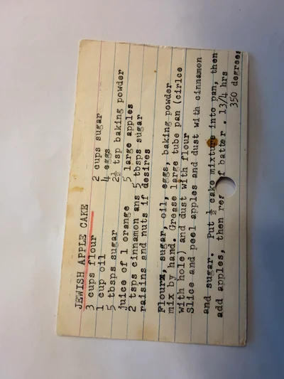 Scan page 1 of Jewish Apple Cake