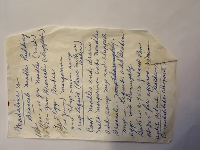 Scan page 1 of Madeline's Broccoli Noodle Pudding