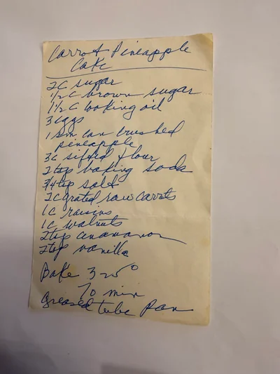 Scan page 1 of Carrot Pineapple Cake